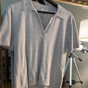 J. Crew Light Gray V-Neck Polo Shirt
